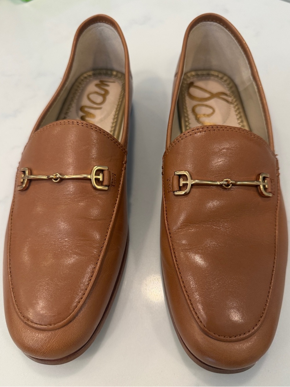 Sam Edelman Tan Leather Horsebit Loafers